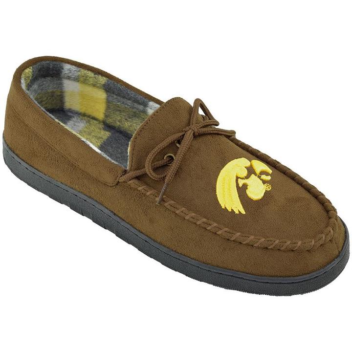 Men's Iowa Hawkeyes Microsuede Moccasins, Size: 10, Brown