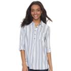 Women's Sonoma Goods For Life&trade; Button Printed Shirt, Size: Medium, Dark Blue