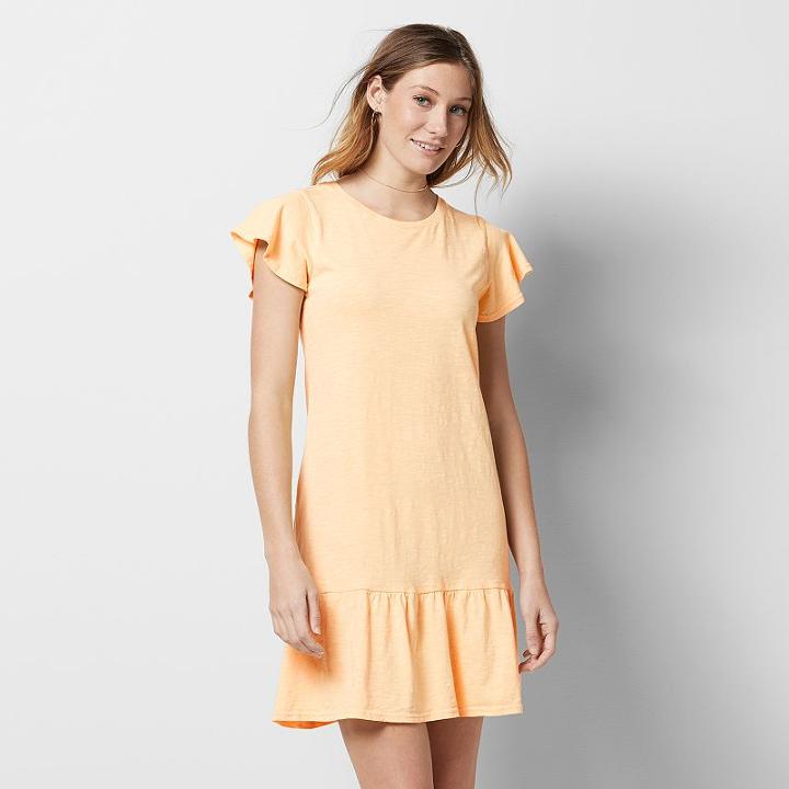 Women's Sonoma Goods For Life&trade; Flounce T-shirt Dress, Size: Large, Gold