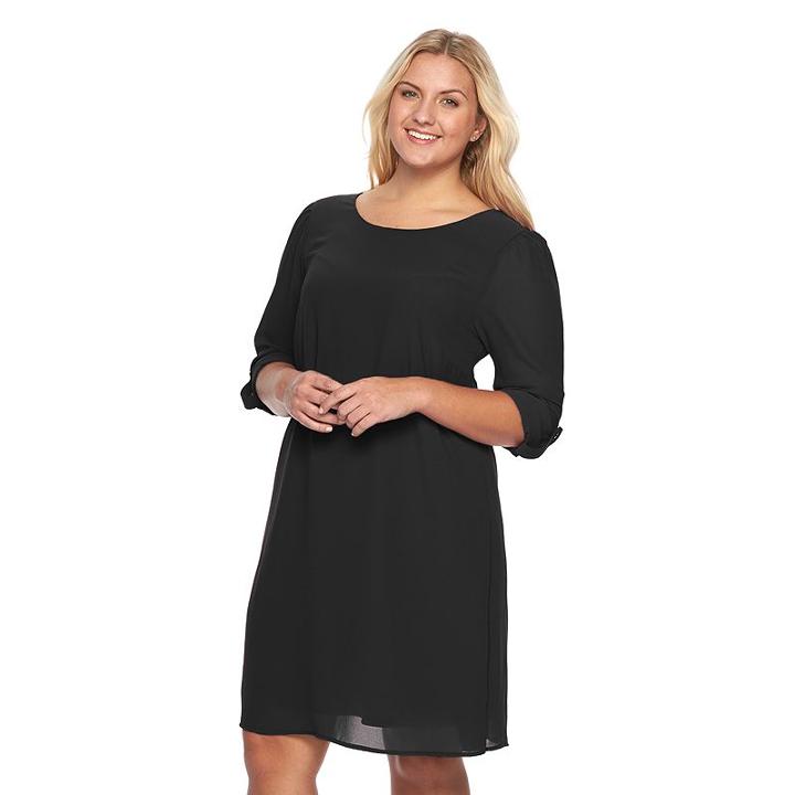 Juniors' Plus Size Speechless V-back Roll-tab Shift Dress, Girl's, Size: 2xl, Oxford