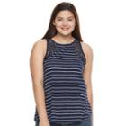 Juniors' Plus Size So&reg; Lace Trim Split-back Tank, Teens, Size: 2xl, Blue