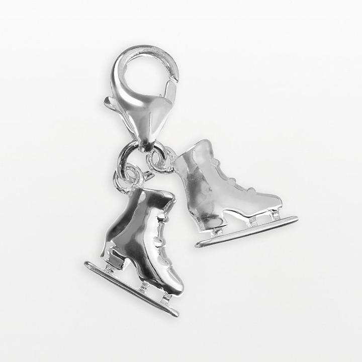 Personal Charm Sterling Silver Ice Skates Charm, Women's, Grey