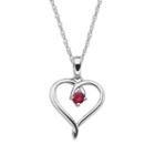 Sterling Silver Ruby Openwork Heart Pendant, Women's, Size: 18, Red