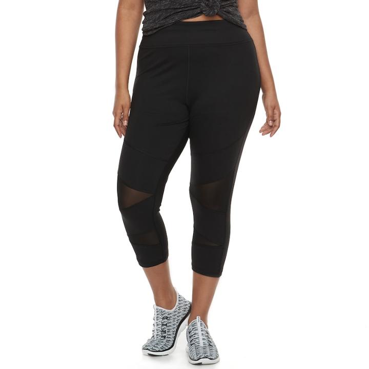 Plus Size So&reg; High Waisted Mesh Yoga Capris, Teens, Size: 3xl, Black