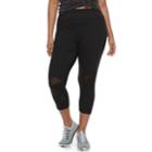 Plus Size So&reg; High Waisted Mesh Yoga Capris, Teens, Size: 3xl, Black