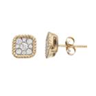 10k Gold Plated Sterling Silver 1/2 Carat T.w. Diamond Cluster Stud Earrings, Women's, White
