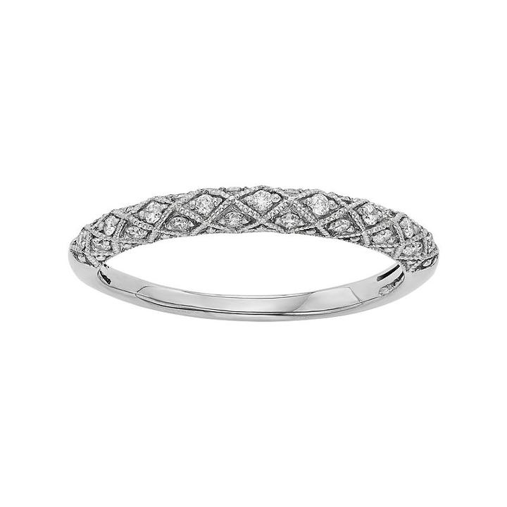 1/6 Carat T.w. Igl Certified Diamond 14k Gold Art Deco Wedding Ring, Women's, Size: 7, White