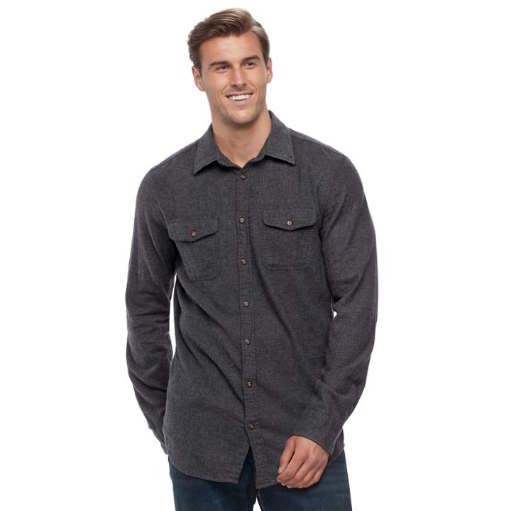 Big & Tall Sonoma Goods For Life&trade; Supersoft Stretch Flannel Shirt, Men's, Size: 2xb, Black