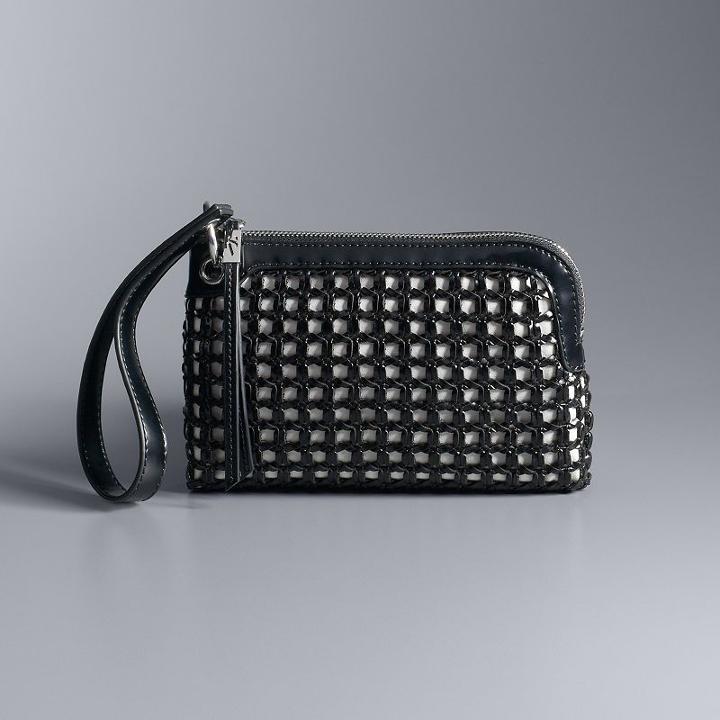 Simply Vera Vera Wang Pierce Open Weave Wristlet, Women's, Black