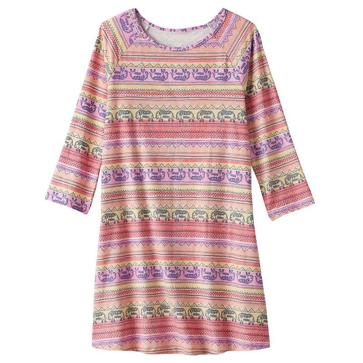 Mudd, Girls Plus Size &reg; 3/4-length Sleeve Patterned Swing Dress, Girl's, Size: 20 1/2, Pink