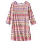 Mudd, Girls Plus Size &reg; 3/4-length Sleeve Patterned Swing Dress, Girl's, Size: 20 1/2, Pink
