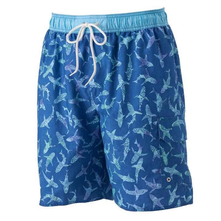 Men's Croft & Barrow&reg; Shark Microfiber Swim Trunks, Size: Xl, Blue Other