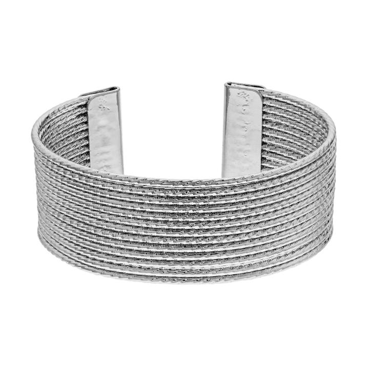 Textured Multi Row Cuff Bracelet, Women's, Silver