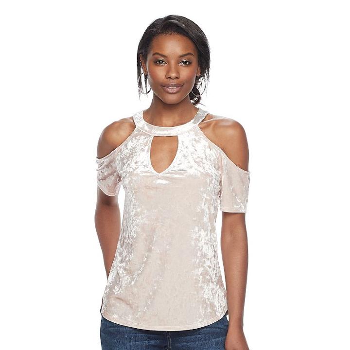 Women's Juicy Couture Velvet Cold-shoulder Top, Size: Small, Dark Grey