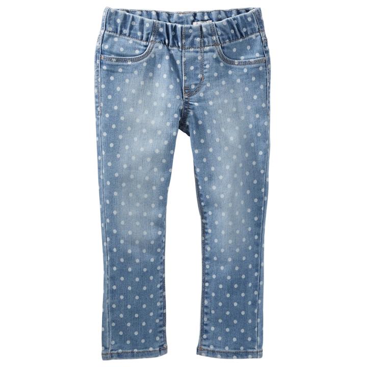 Girls 4-12 Oshkosh B'gosh&reg; Polka-dot Pull-on Denim Pants, Size: 6-6x, Blue