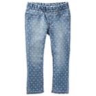 Girls 4-12 Oshkosh B'gosh&reg; Polka-dot Pull-on Denim Pants, Size: 6-6x, Blue