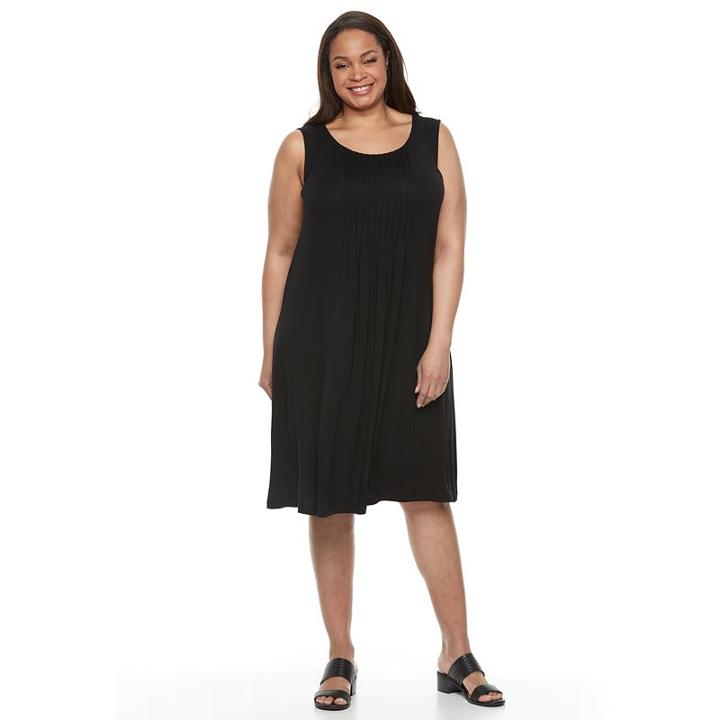 Plus Size Croft & Barrow&reg; Pintuck Fit & Flare Dress, Women's, Size: 2xl, Black