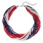 Red, White & Blue Seed Bead Torsade Necklace, Women's, Multicolor