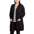 Plus Size Chaps Open Front Long Cardigan, Women's, Size: 1xl, Black