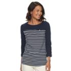 Women's Croft & Barrow&reg; Roll-tab Pique Top, Size: Large, Dark Blue