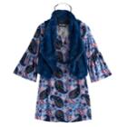 Girls 7-16 My Michelle Faux-fur Vest & Bell Sleeve Dress Set With Necklace, Size: 8, Blue