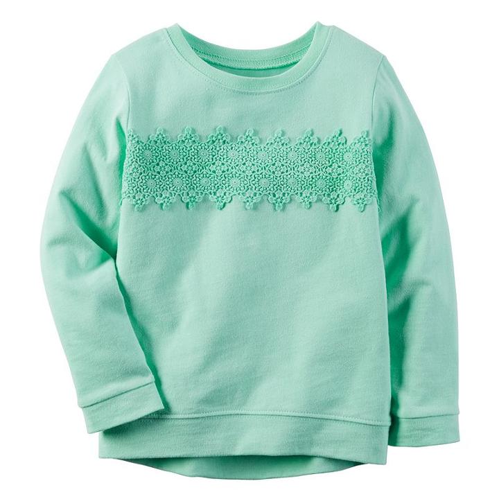 Girls 4-8 Carter's Lace Applique Pullover Top, Size: 4, Turquoise/blue (turq/aqua)