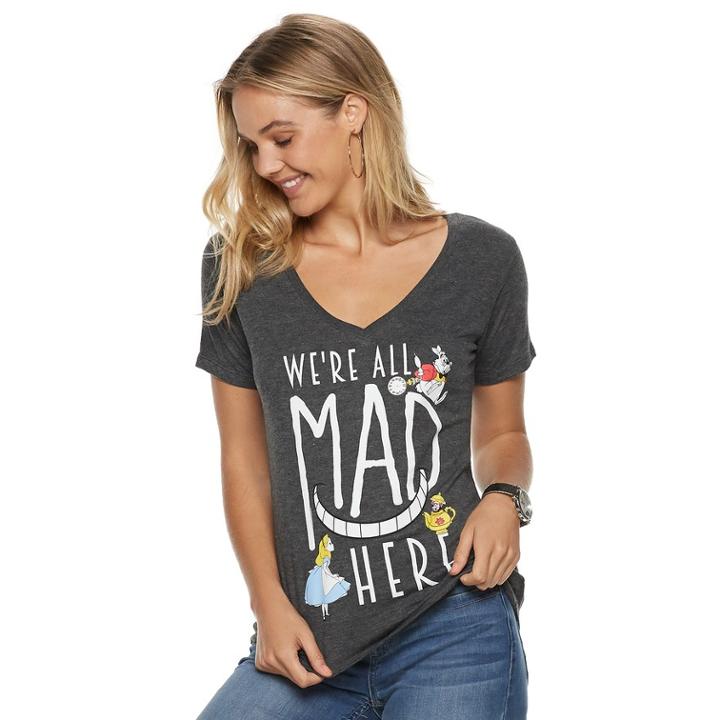 Disney's Alice In Wonderland Juniors' We're All Mad Here Tee, Teens, Size: Small, Grey
