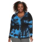 Plus Size Balance Collection Tie-dye Zip Front Hoodie, Women's, Size: 1xl, Blue