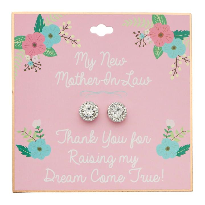 Mother-in-law Simulated Crystal Stud Nickel Free Earrings, Women's, Silver