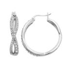 Diamond Essence Crystal & Diamond Accent Infinity Hoop Earrings, Women's, White