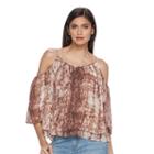 Women's Jennifer Lopez Cold Shoulder Angel Sleeve Top, Size: Xs, Brown