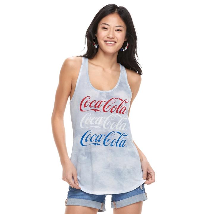 Juniors' Coca Cola Americana Tie-dye Tank Top, Size: Xs, Blue