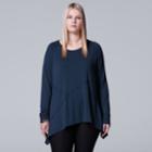 Plus Size Simply Vera Vera Wang Seam Shark-bite Top, Women's, Size: 3xl, Dark Blue