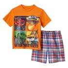 Boys 4-7 Blaze And The Monster Machines We Run These Tracks Graphic Tee & Plaid Shorts Set, Boy's, Size: 7, Orange