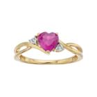 10k Gold Lab-created Pink Sapphire & Diamond Accent Swirl Heart Ring, Women's, Size: 8