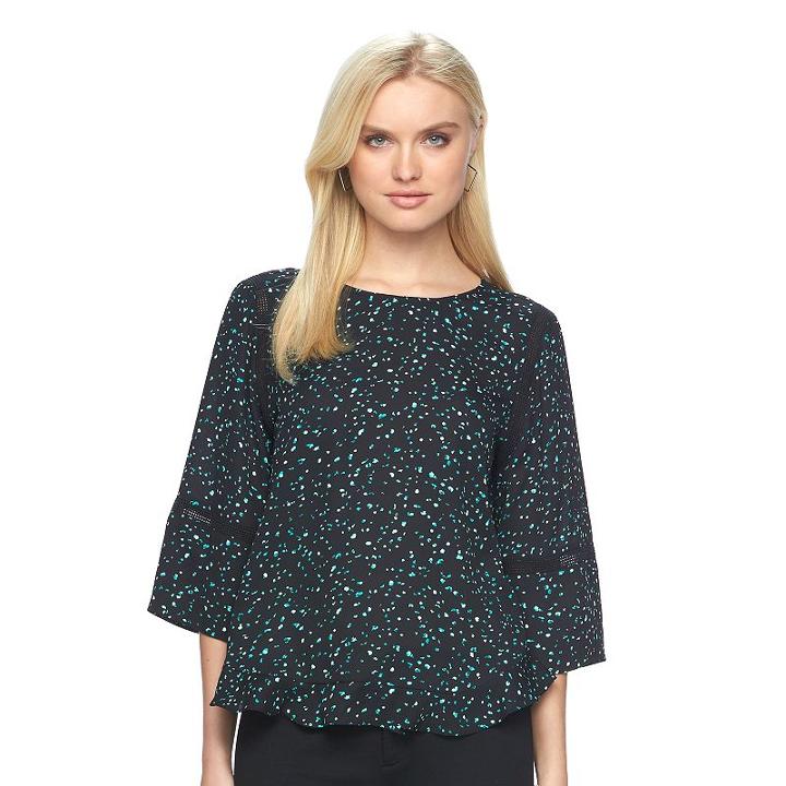 Women's Apt. 9&reg; Crochet Ruffle Top, Size: Xs, Black