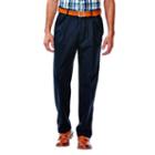 Men's Haggar&reg; Work To Weekend&reg; Classic-fit Pleated Expandable Waist Pants, Size: 44x32, Blue