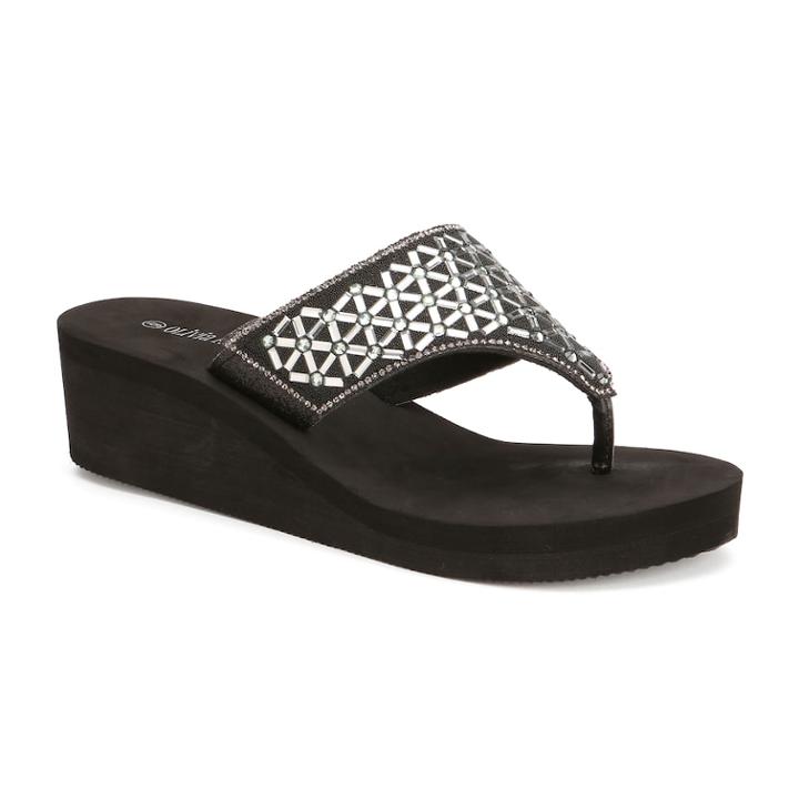 Olivia Miller Tavares Women's Wedge Sandals, Size: 8, Black
