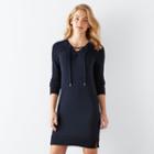 Women's Sonoma Goods For Life&trade; Lace-up Sweaterdress, Size: Large, Blue (navy)