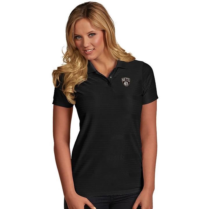 Women's Antigua Brooklyn Nets Illusion Polo, Size: Large, Black