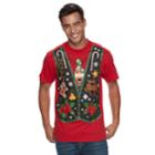 Men's Holiday Sweater Vest Tee, Size: Xl, Red