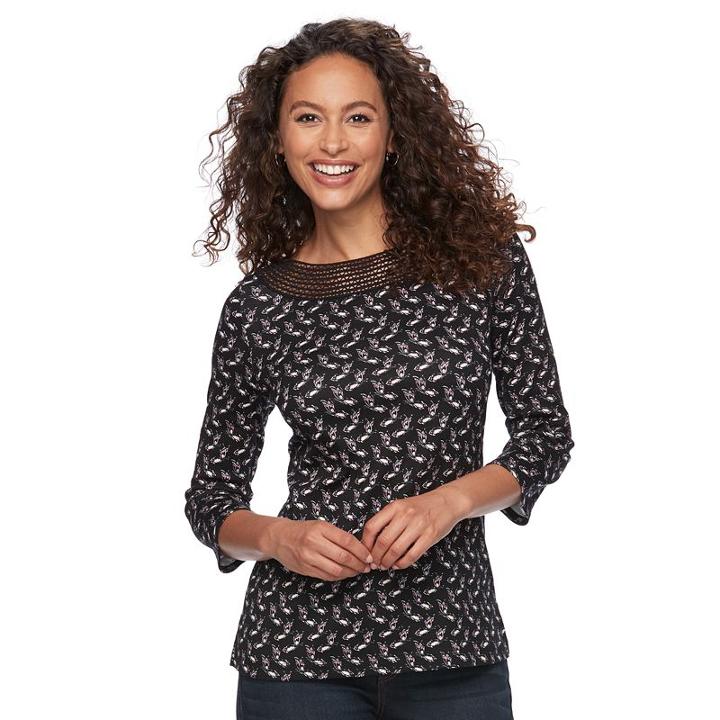 Women's Croft & Barrow&reg; Crochet Top, Size: Xl, Oxford