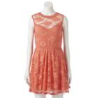Juniors' Lily Rose Sweetheart Illusion Lace Dress, Girl's, Size: Small, Drk Orange