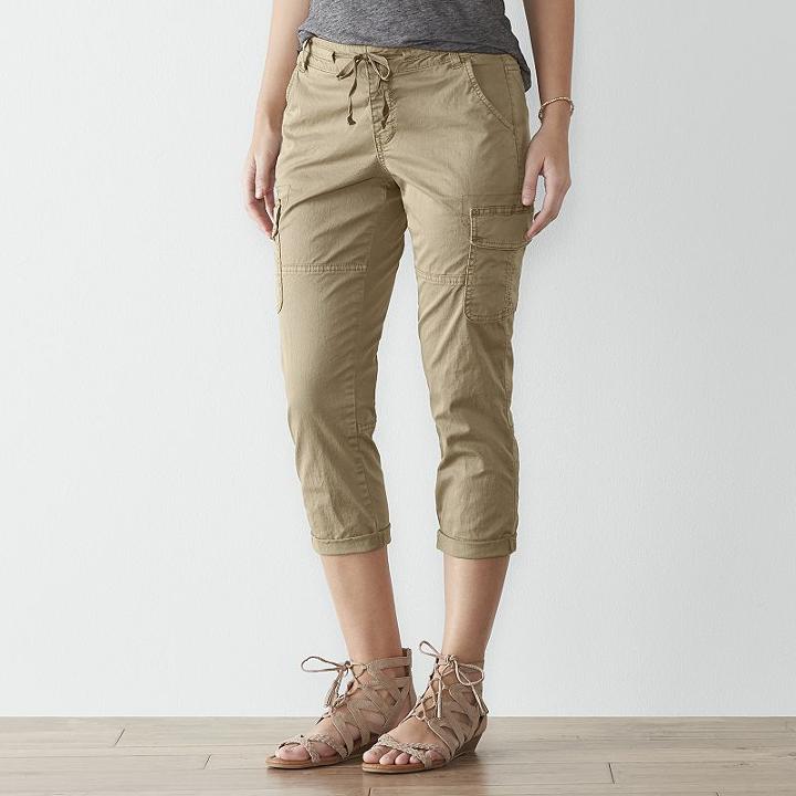 Women's Sonoma Goods For Life&trade; Utility Capris, Size: 16, Beig/green (beig/khaki)