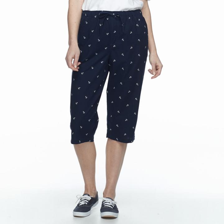Petite Gloria Vanderbilt Marjorie Printed Capris, Women's, Size: M Petite, Blue (navy)