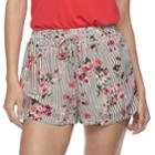 Juniors' Joe B Striped Floral Mid-rise Smocked Shorts, Teens, Size: Large, Med Red