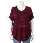 Juniors' Plus Size Mudd Tie-dye High-low Tee, Girl's, Size: 1xl, Red
