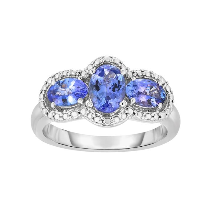 Sterling Silver Tanzanite 3-stone Ring, Women's, Size: 8, Blue