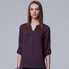 Women's Simply Vera Vera Wang Chiffon Utility Blouse, Size: Xs, Med Purple