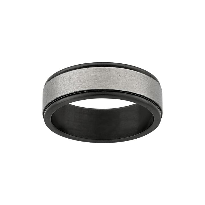 Black Ion-plated Titanium And Titanium Brushed Band - Men, Size: 12